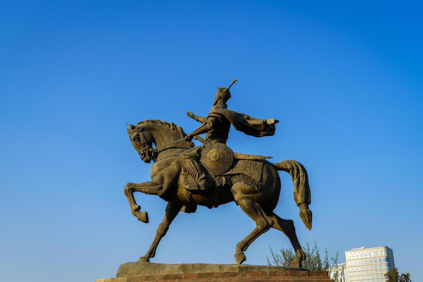 Tashkent, Uzbekistan - October 16, 2023 Monument Amir Timur or Tamerlane on a sunny day. photo