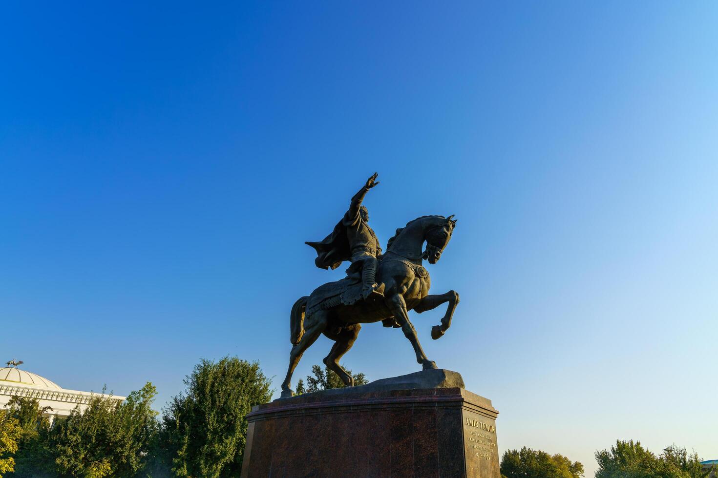 Tashkent, Uzbekistan - October 16, 2023 Monument Amir Timur or Tamerlane on a sunny day. photo