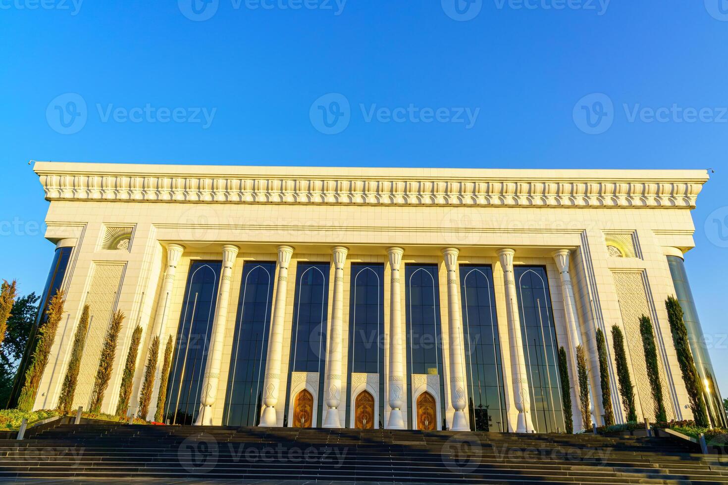 Forums Palace in Tashkent on a sunset with blue sky, Uzbekistan. photo