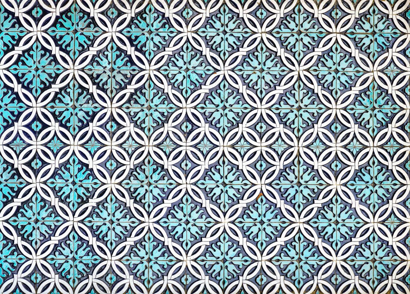 Geometric traditional Islamic ornament. Fragment of a ceramic mosaic. Abstract background. photo