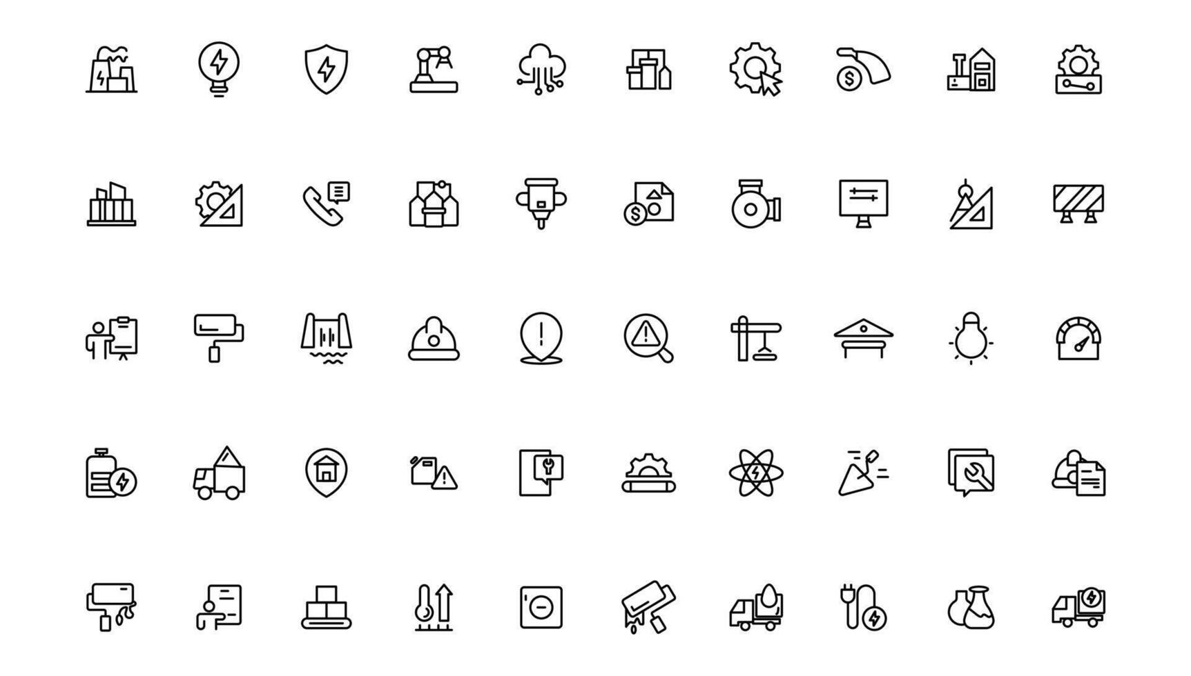 Industry and construction icons. Thin line icons collection. vector