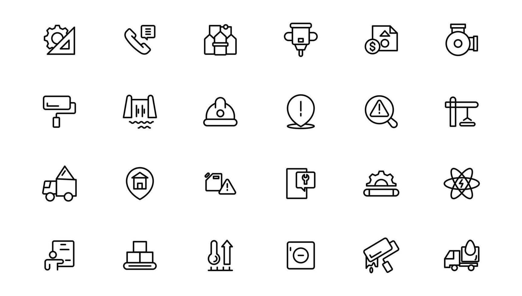 Industry and construction icons. Thin line icons collection. vector