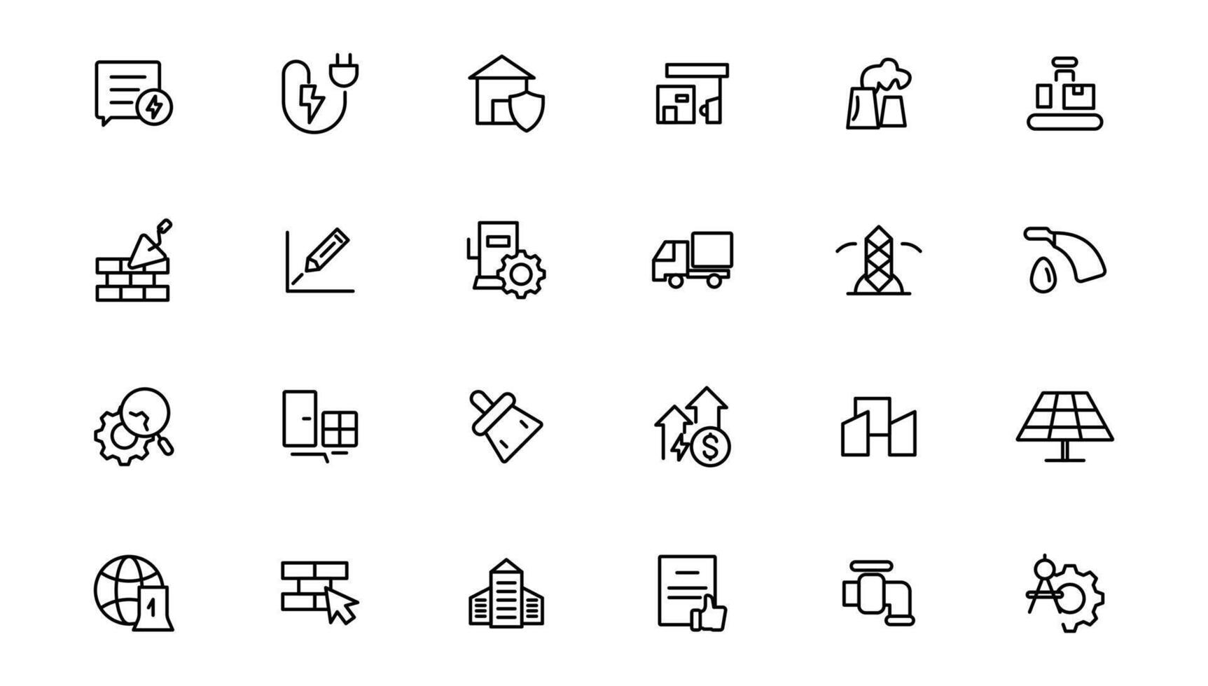Industry and construction icons. Thin line icons collection. vector