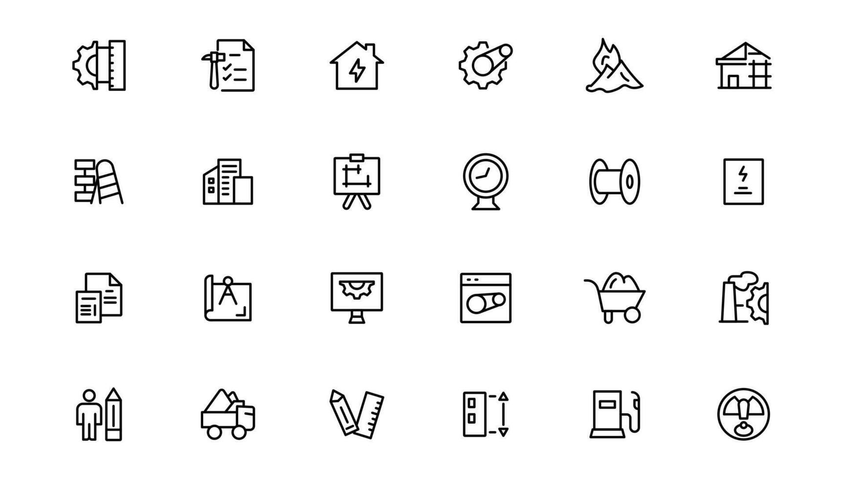 Industry and construction icons. Thin line icons collection. vector