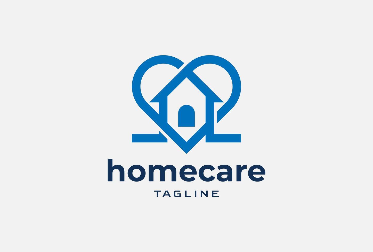 homecare logo, home with heart combination, usable for brand and business logos, flat design logo template, illustration vector