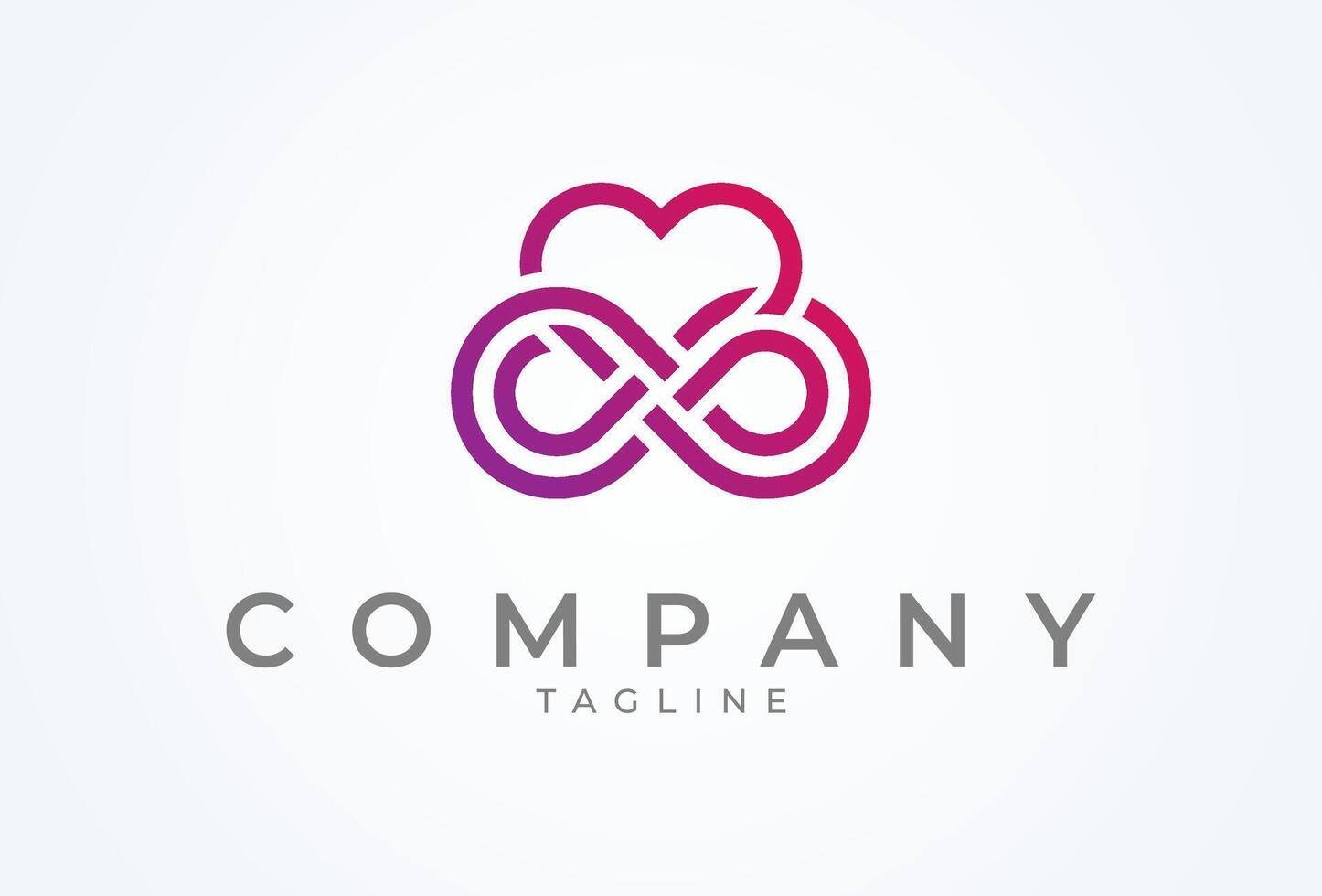 Infinity Heart logo, Heart with infinity combination, flat design logo template element, illustration vector
