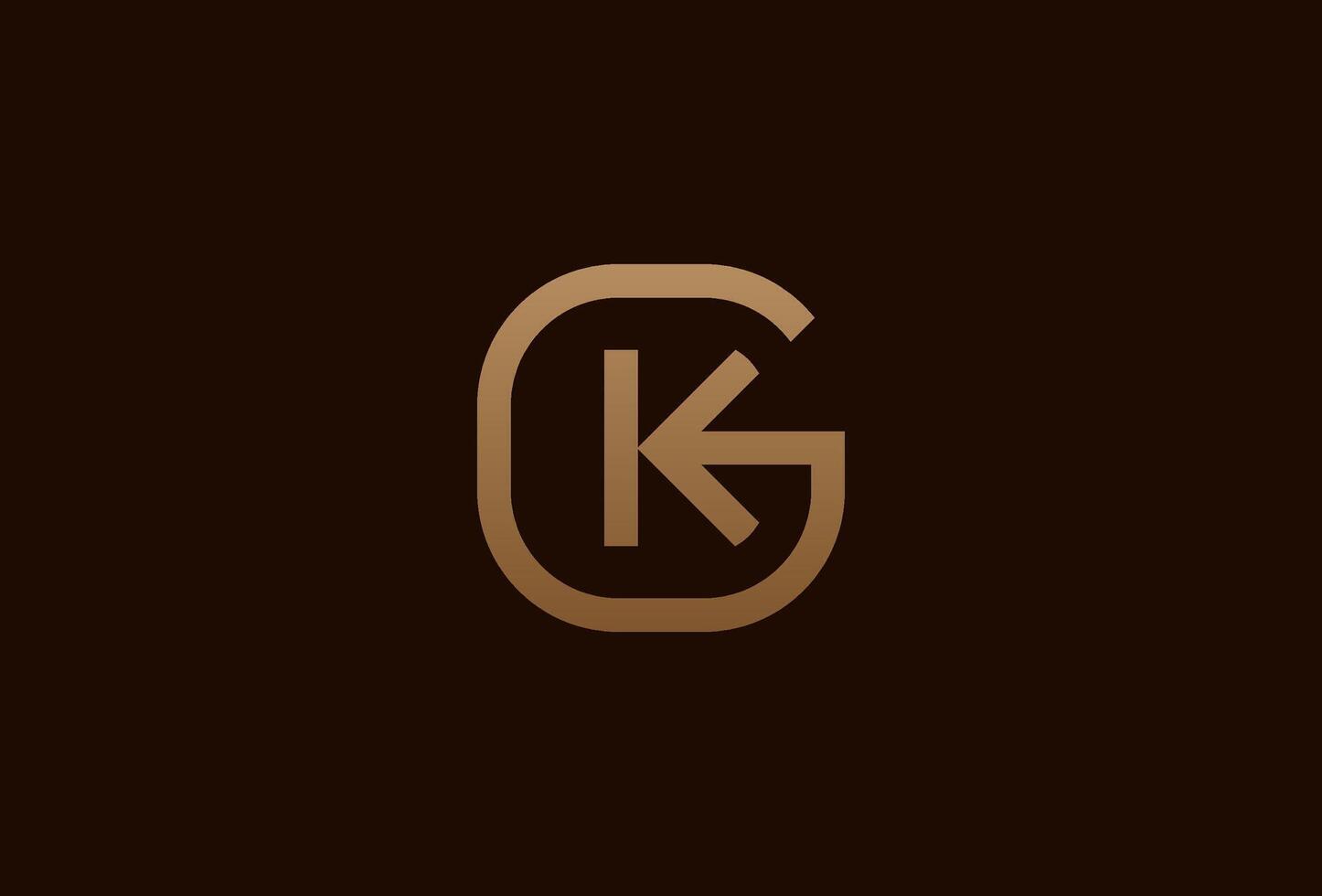 initial GK or KG logo, monogram logo design combination of letters G and K in gold color, usable for brand and business logos, flat design logo template element, illustration vector