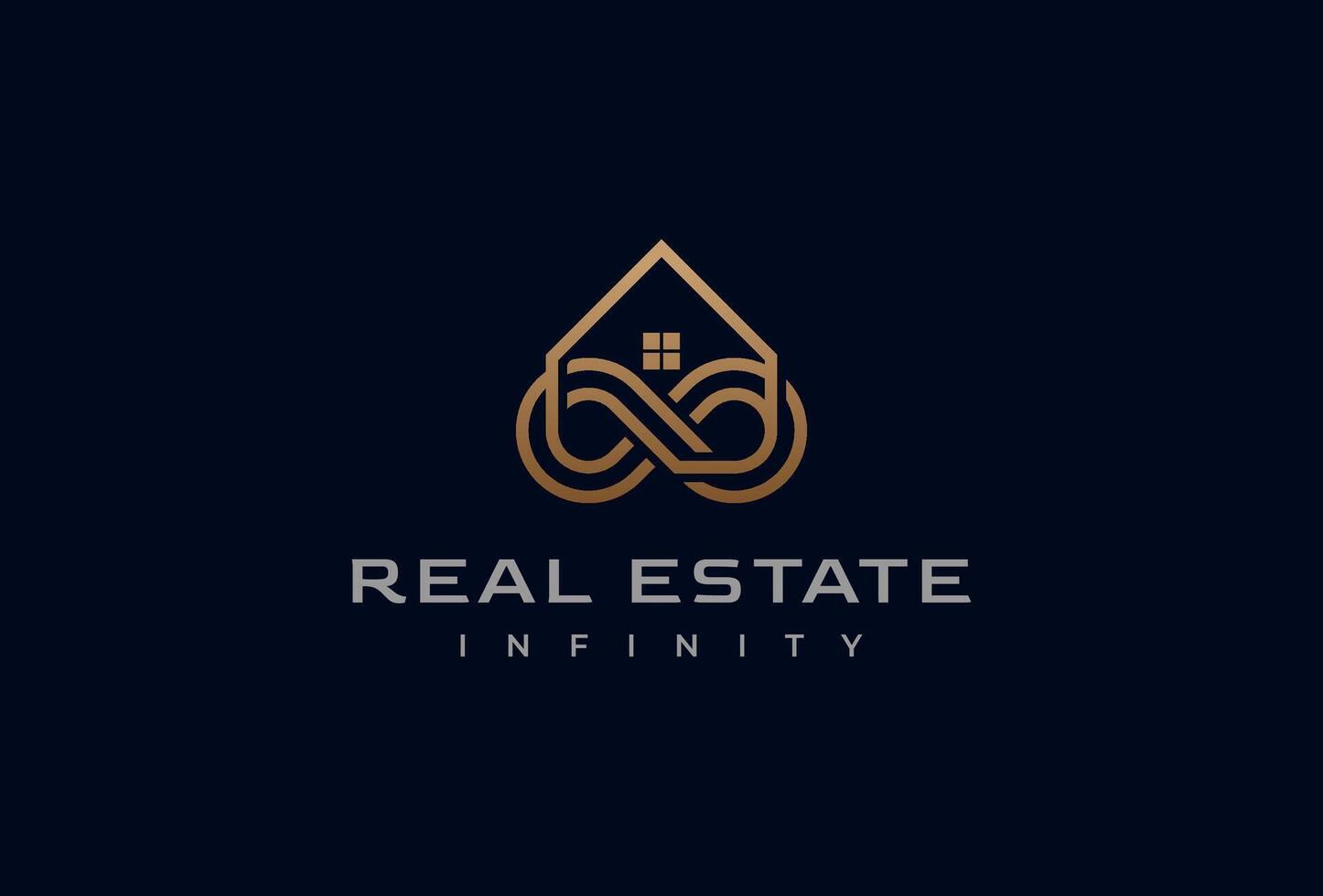 Real Estate Infinity Logo design, building and infinity icon combination, suitable for Architecture Building apps logo design, flat design logo template, illustration vector