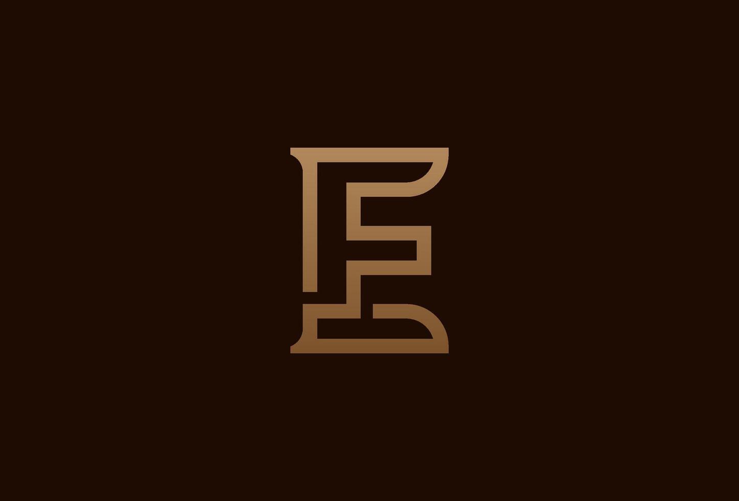 initial EF or FE logo, monogram logo design combination of letters E and F in gold color, usable for brand and business logos, flat design logo template element, illustration vector