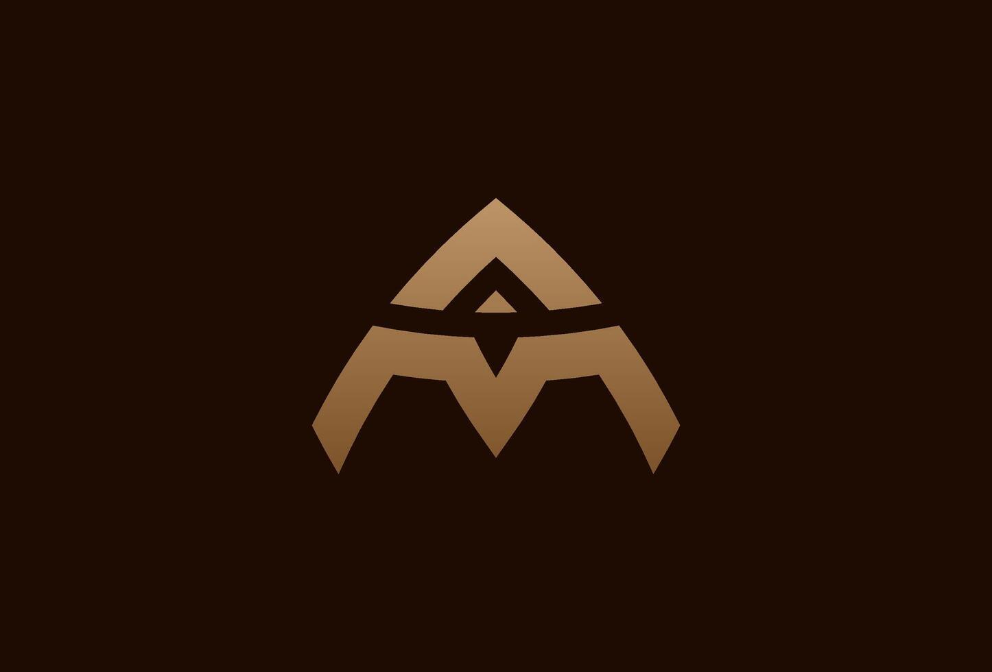 initial AM or MA logo, monogram logo design combination of letters A and M in gold color, usable for brand and business logos, flat design logo template element, illustration vector