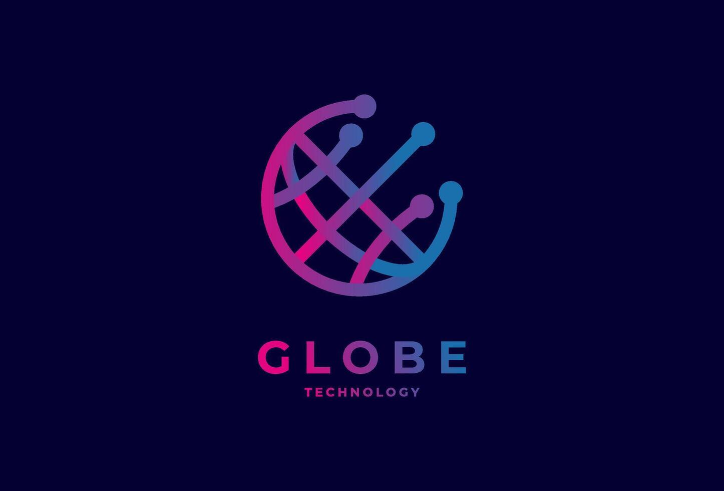 Globe Technology Logo Design, world globe logo template, usable for technology and company logos, illustration vector