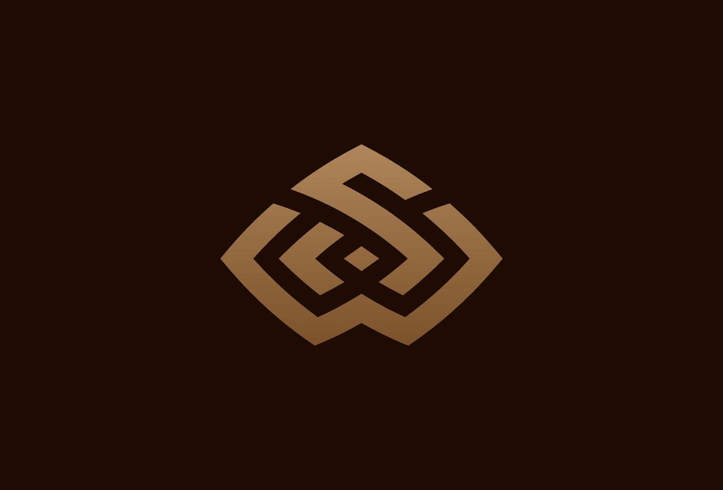 initial SW or WS logo, monogram logo design combination of letters S and W in gold color, usable for brand and business logos, flat design logo template element, illustration vector