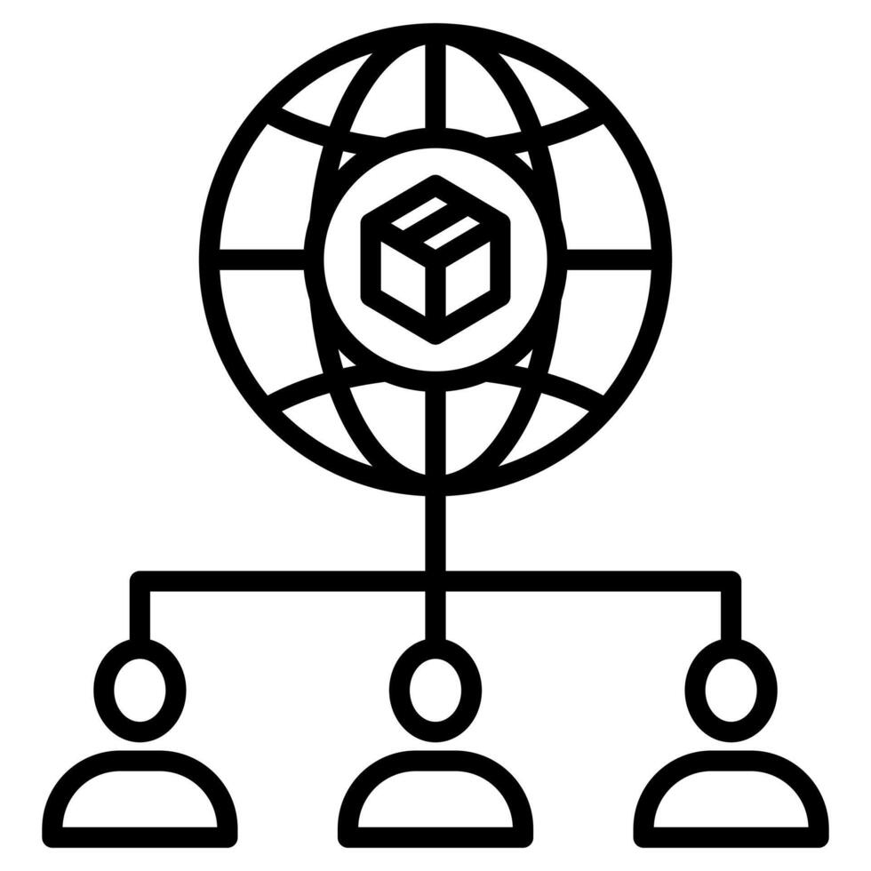 Global Supplier Collaboration icon line illustration vector