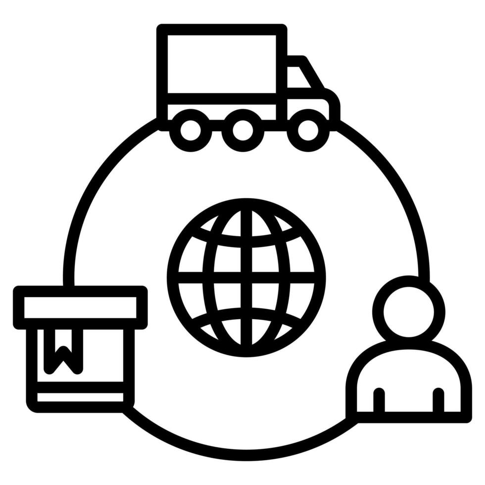 suministro cadena globalización icono línea ilustración vector