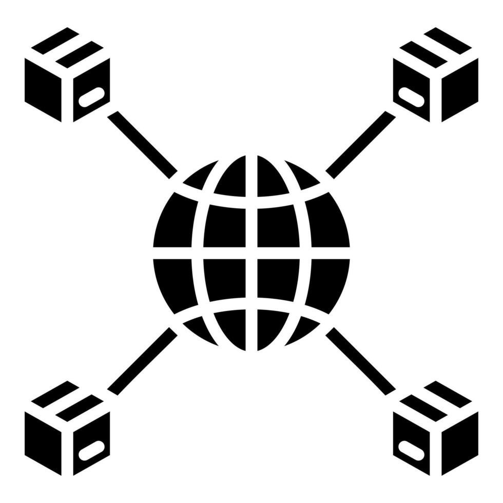 Global Supply Network icon line illustration vector