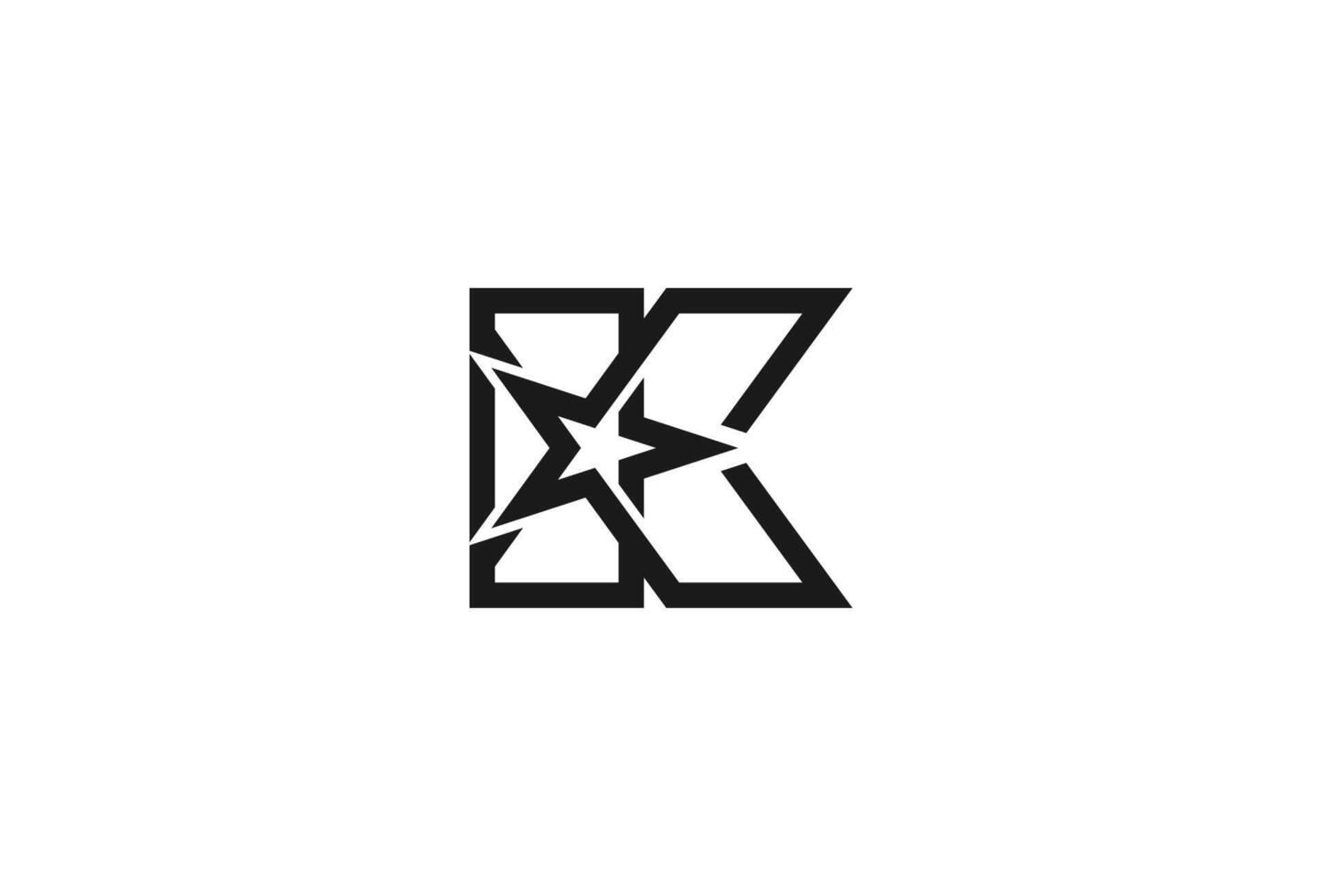 Letter K Star Logo , Letter K with Star combination , Illustration vector