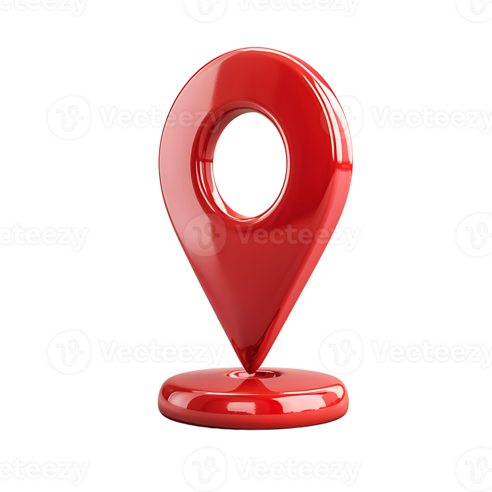 Red location icon 3d style on isolated transparent background png