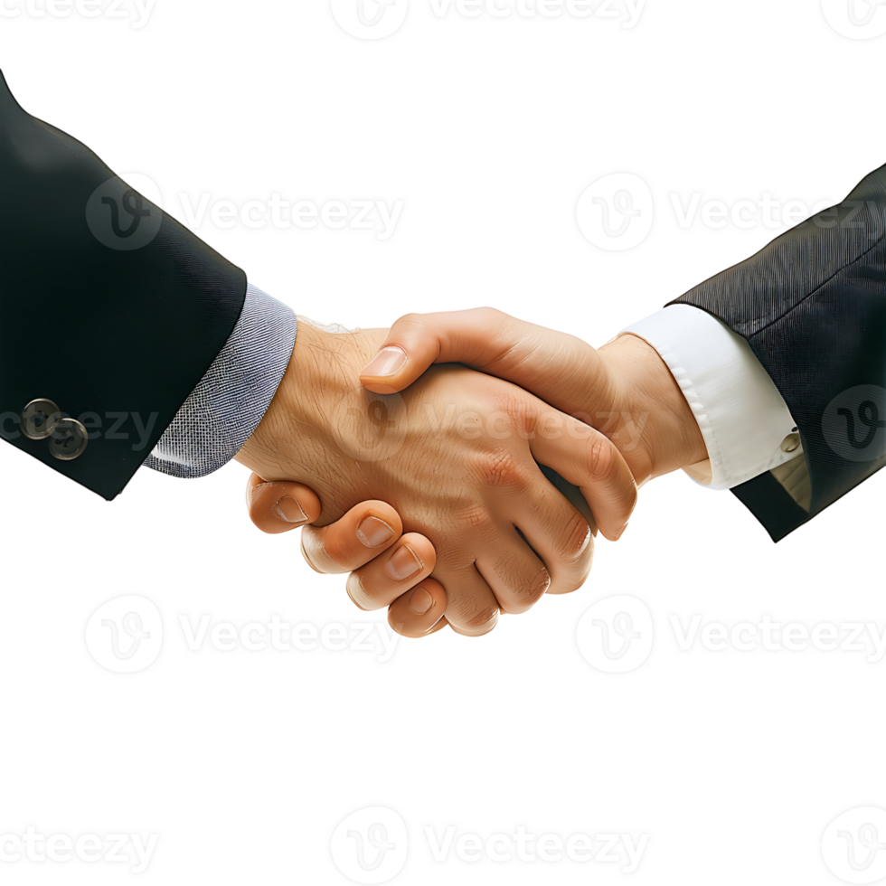 Two businessman hand shake on isolated transparent background png
