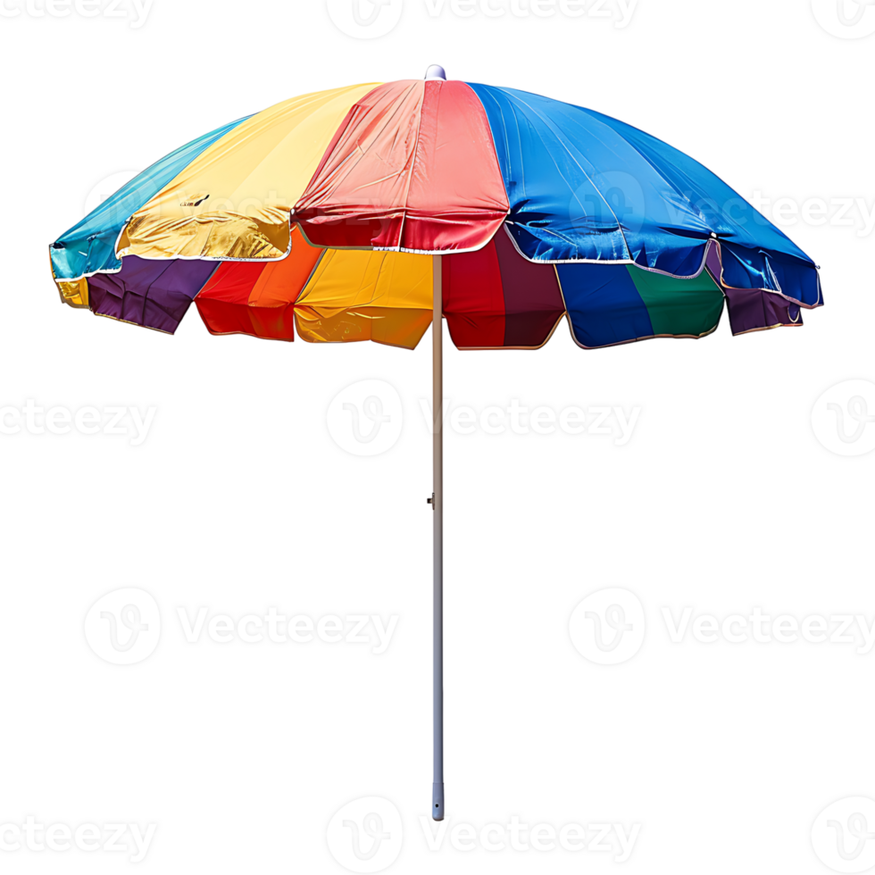 Colorful beach umbrella on isolated transparent background png