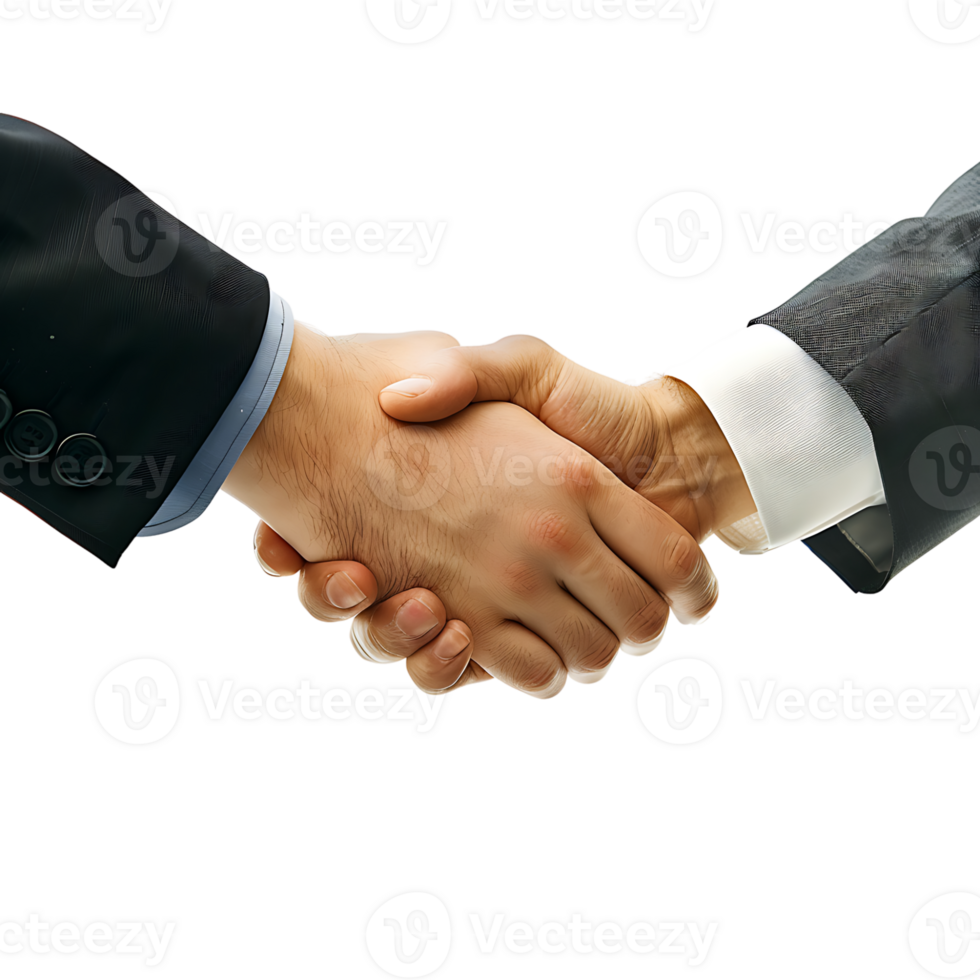 Two businessman hand shake on isolated transparent background png