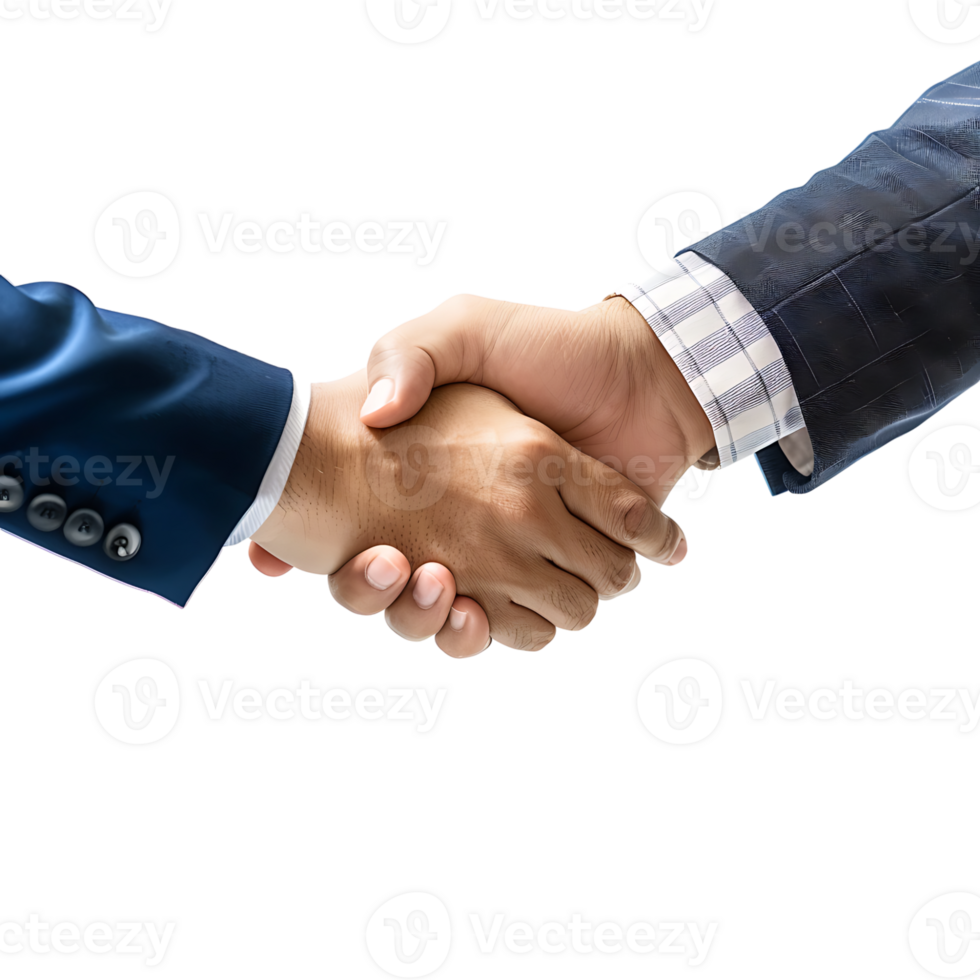 Two businessman hand shake on isolated transparent background png