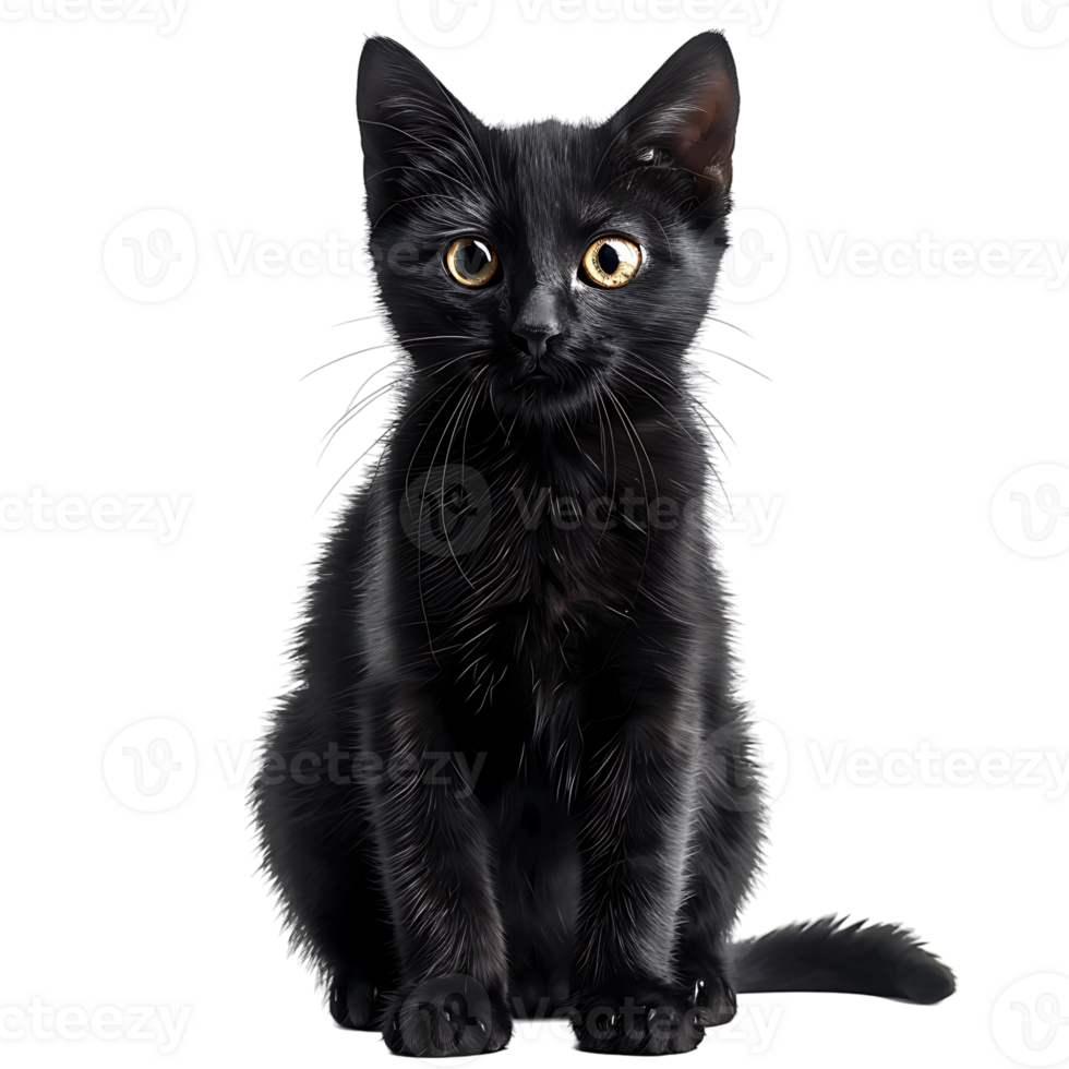 Black cat on isolated transparent background png