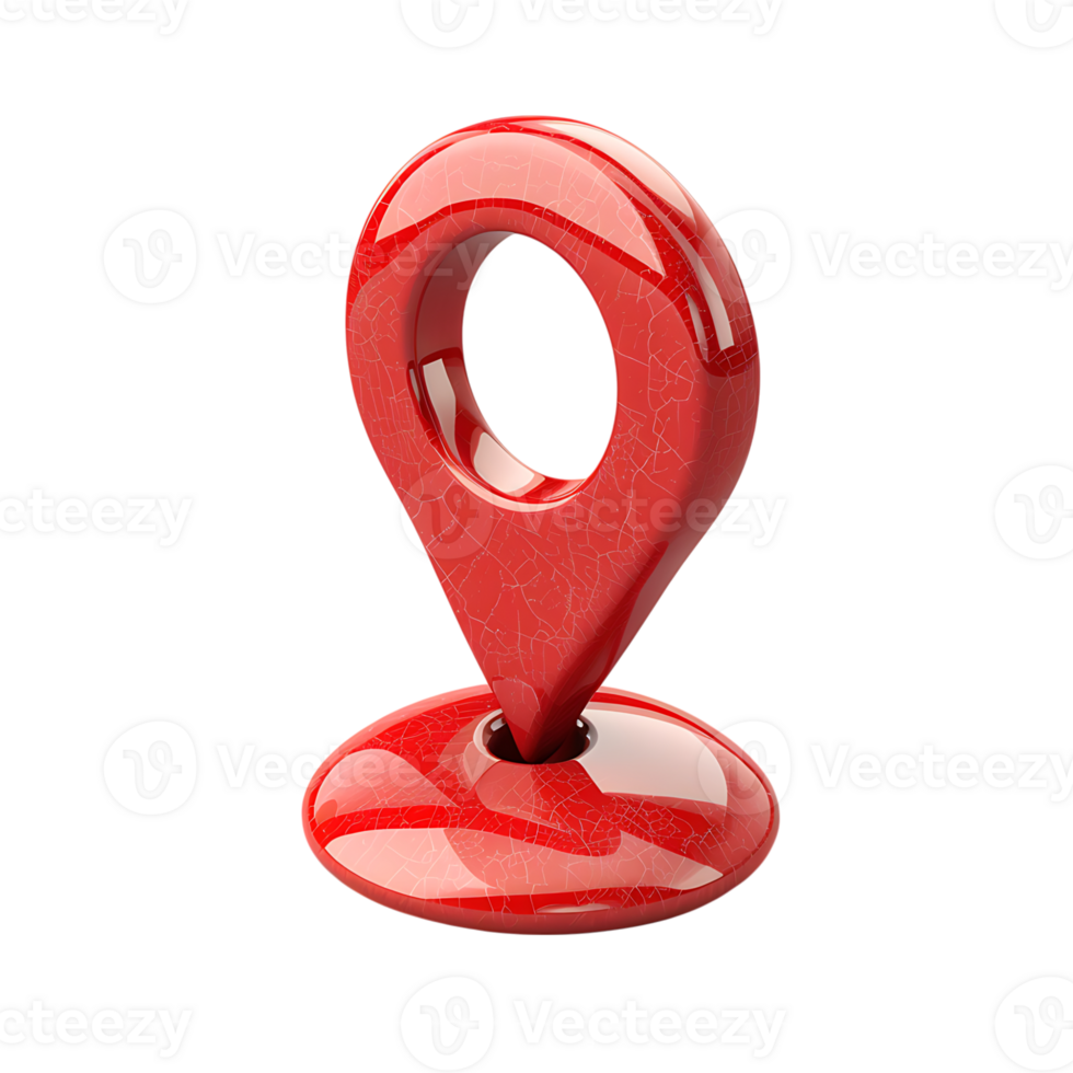 Red location icon 3d style on isolated transparent background png