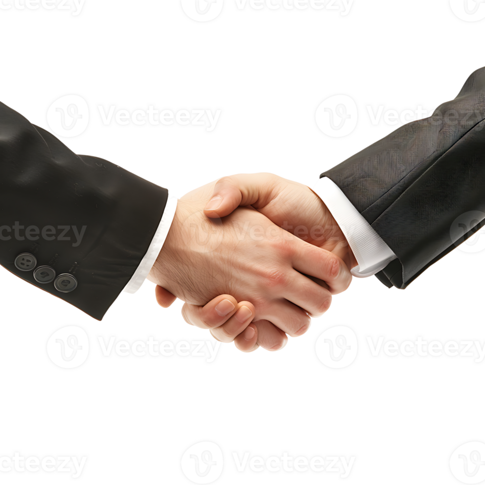 Two businessman hand shake on isolated transparent background png