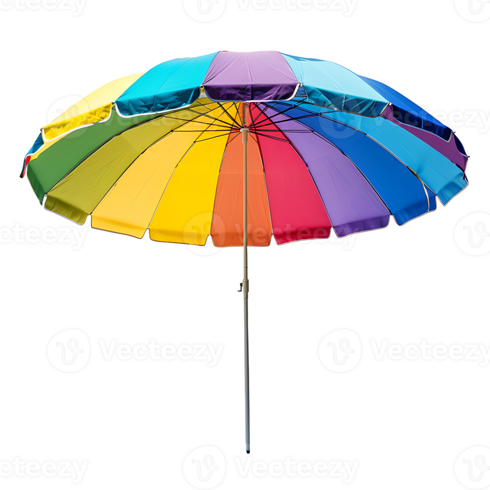 Colorful beach umbrella on isolated transparent background png