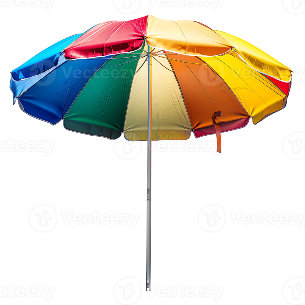Colorful beach umbrella on isolated transparent background png