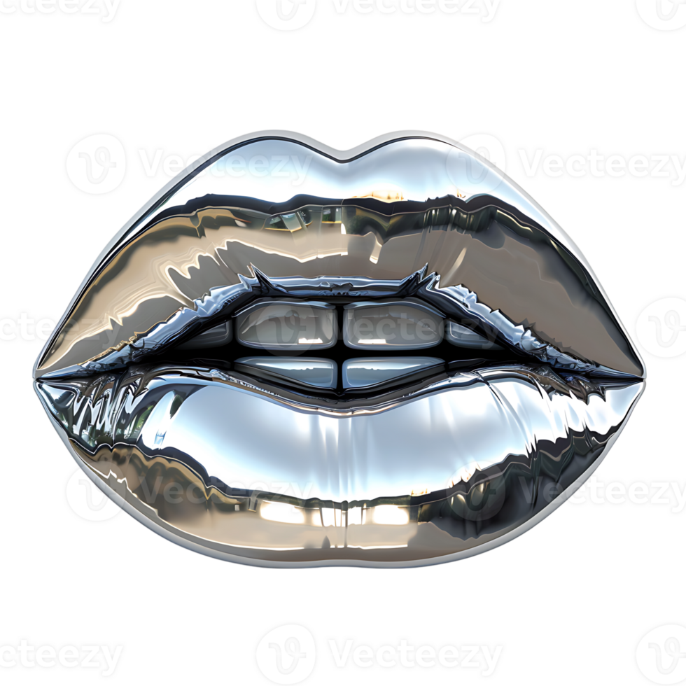 cromo lustroso labios en aislado transparente antecedentes png