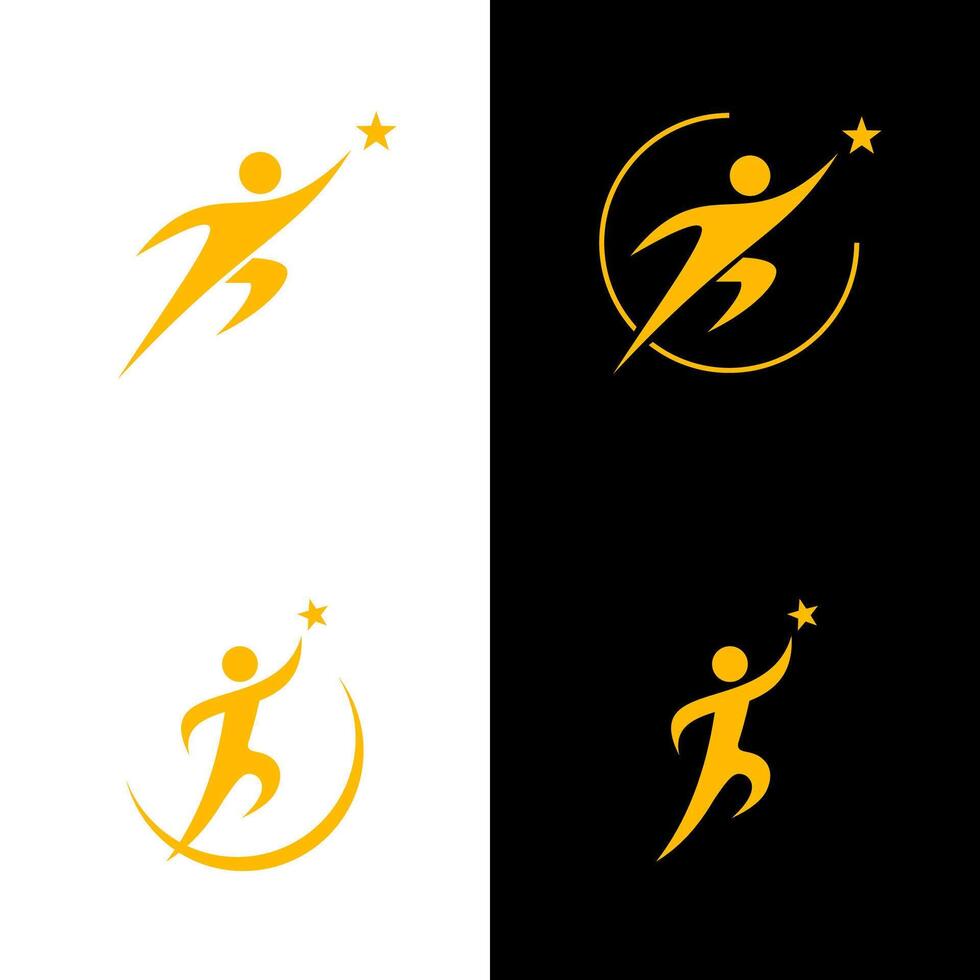 Reaching star reaching dream logo vector