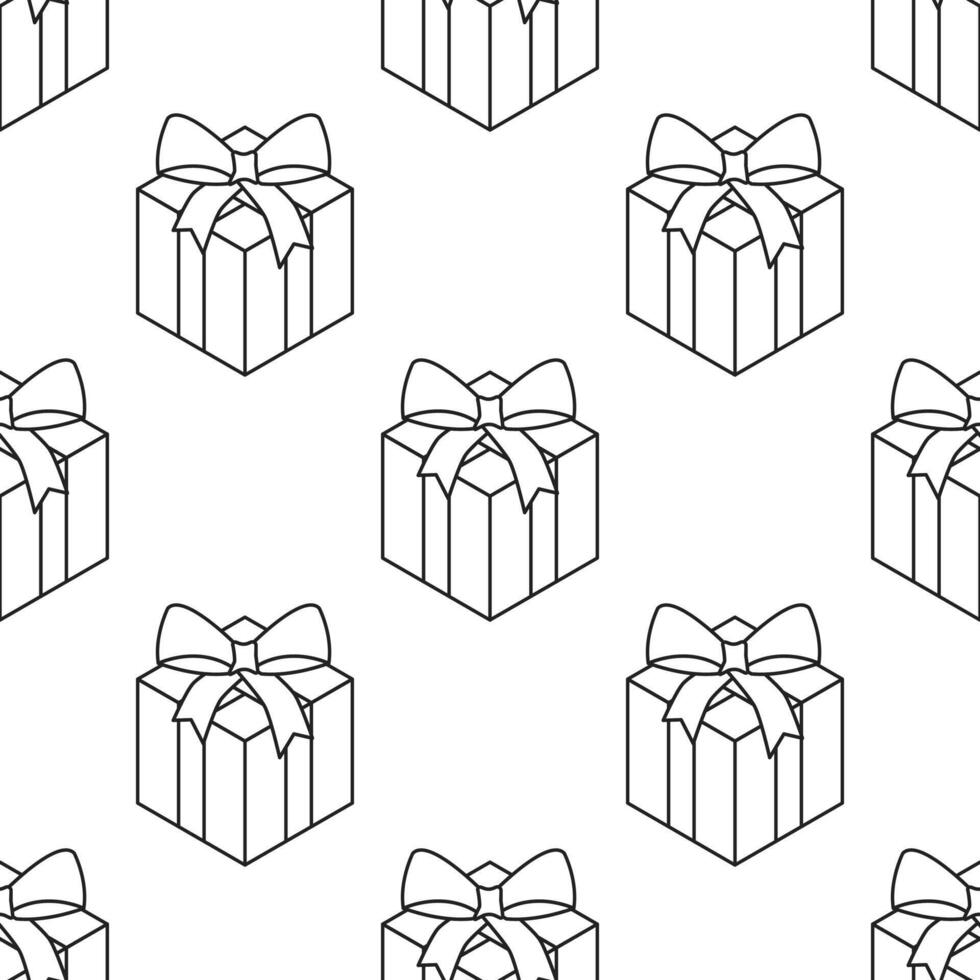 Seamless black and white pattern. Gift vector