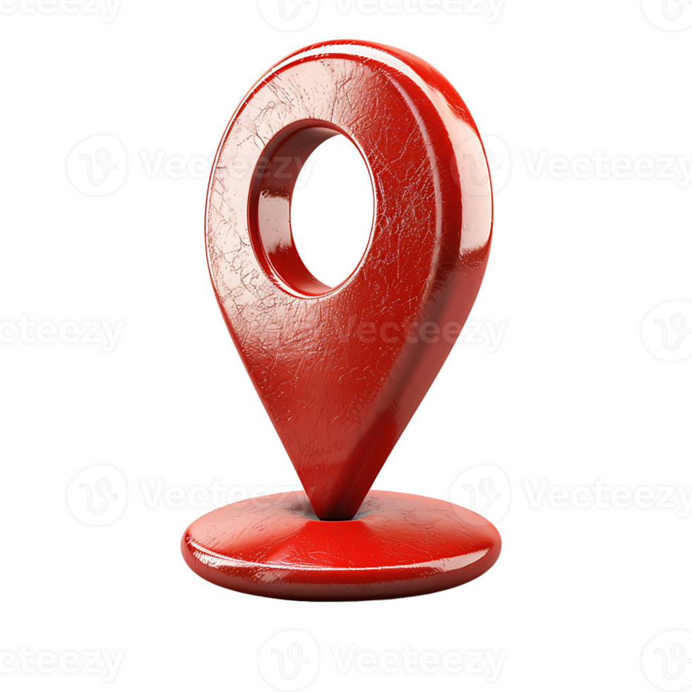 Red location icon 3d style on isolated transparent background png