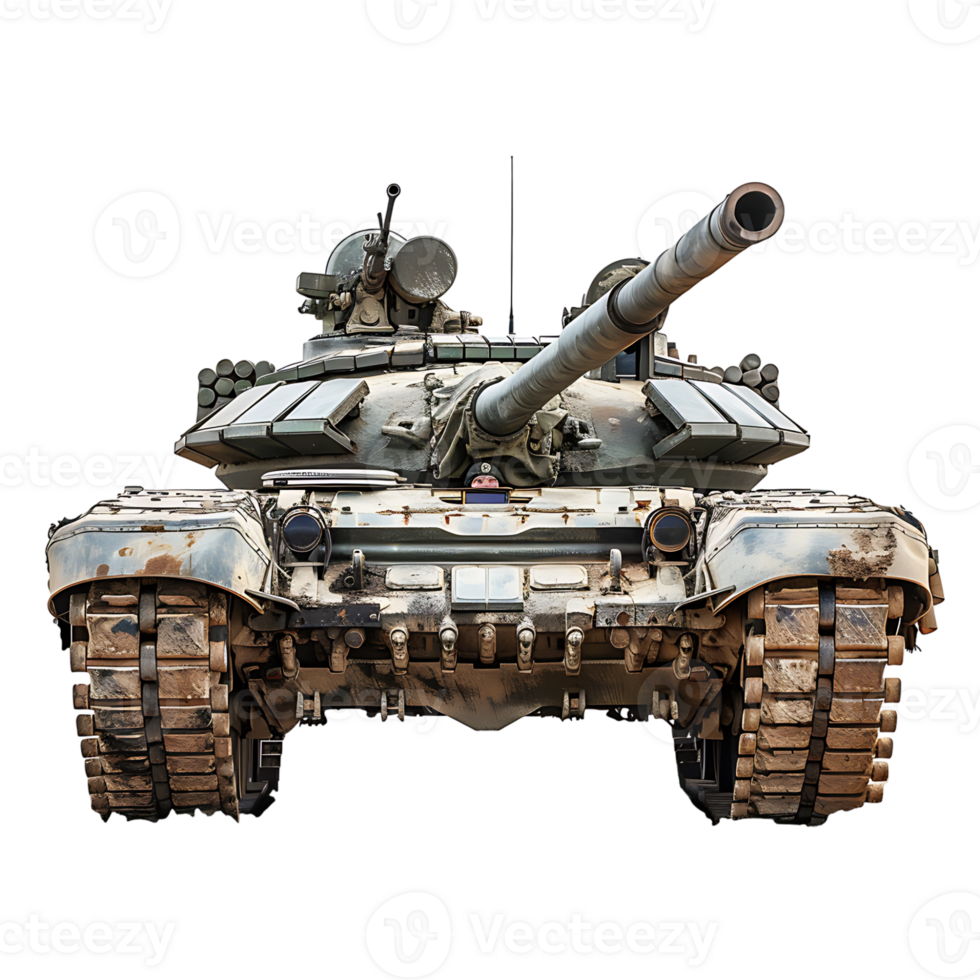 Military tank on isolated transparent background png