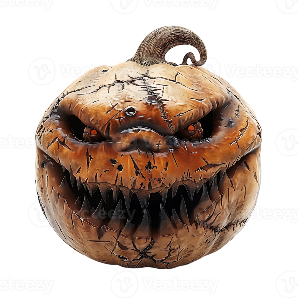 realistisk ondska halloween pumpa på isolerat transparent bakgrund png