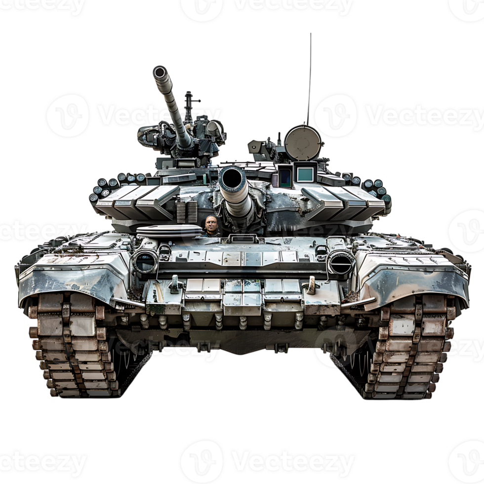 Military tank on isolated transparent background png