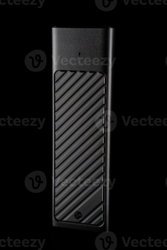 M.2 SSD Case on black background, External USB Drive photo