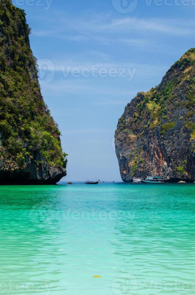 Maya Bay - Beautiful beach in Phi Phi Island - Thailand, March 2024 photo