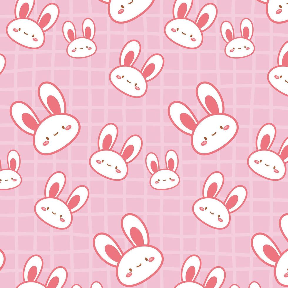 Cute bunny pattern on pink background vector