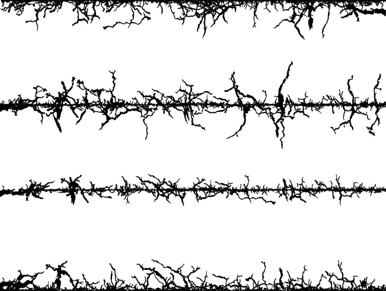 frame of wire, barbed wire texture set, black and white barbed wire border, sound waves in different shapes and sizes, vector