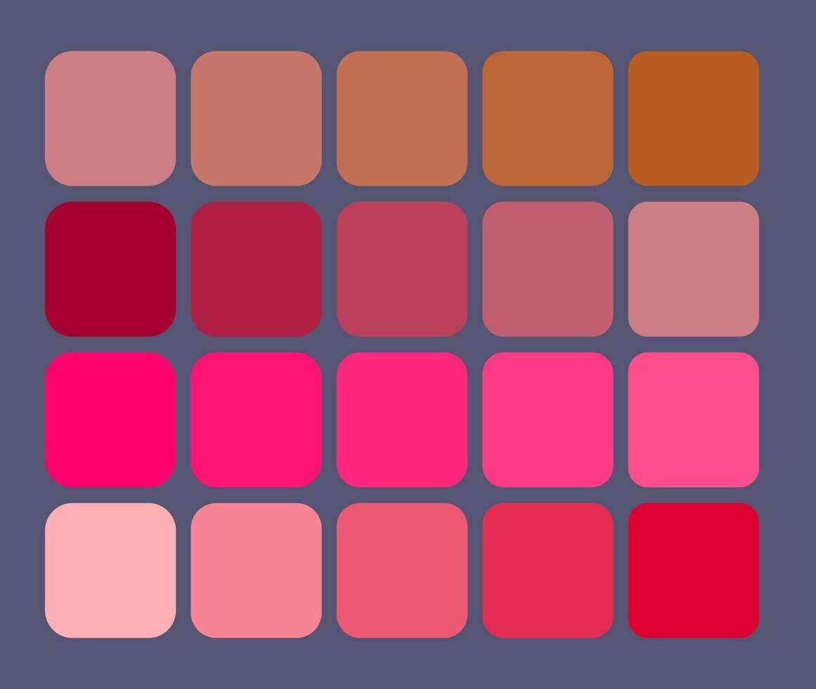 a pink and red palette with a dark background color pantone,, colorful squares on a black background vector