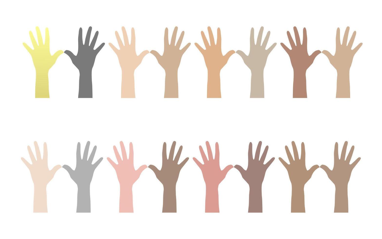 Colorful up hands. hands sign. vector