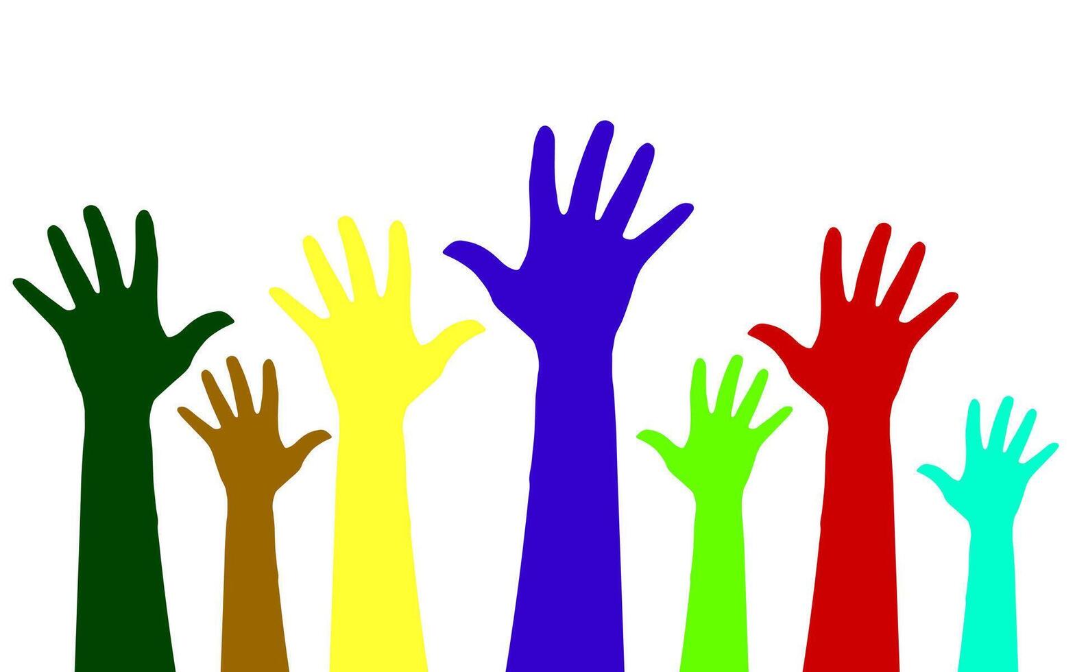 colorful hands up. art cartoon design. vector