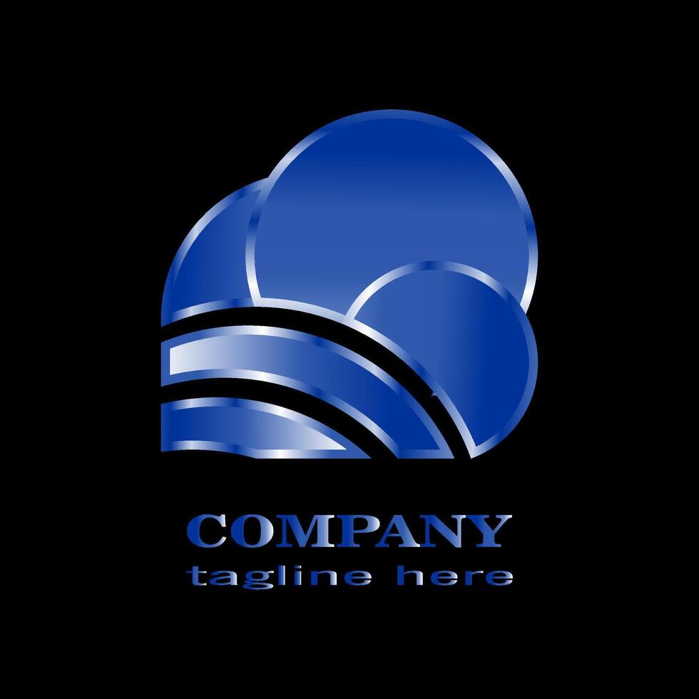 abstract blue metallic logo. cloud tech concept. vector