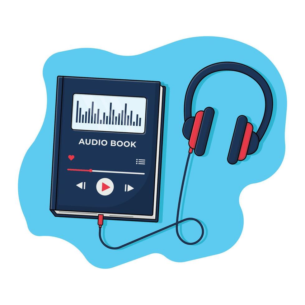 Audiobook With Headphone Concept Illustration Design vector
