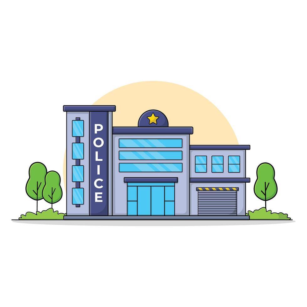 Police Station Building Illustration. Police Department Service Concept Design vector