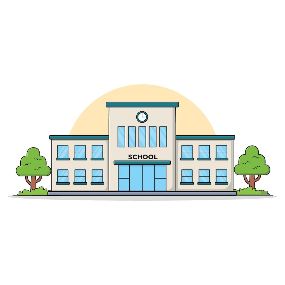 School building icon illustration. building and landmark icon concept vector