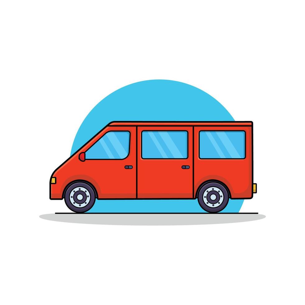 Red Van Cartoon Illustration vector