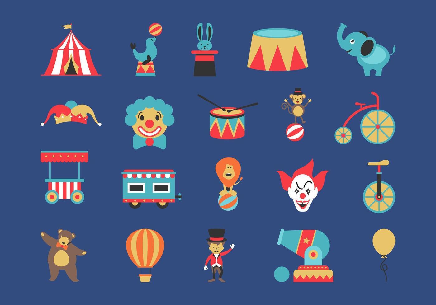 Circus Carnival Illustration Set vector